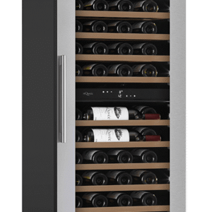 Vinkøleskab til indbygning 60 cm højskab - mQuvée WineCave 187 Stainless, Rustfri, tilpasningsbar sokkel, 115 flasker