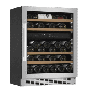 Vinkøleskab til indbygning 60 cm - mQuvée WineCave 700 60D Rustfrit stål, Rustfri, 2 temperaturzoner, 700 mm høj dør