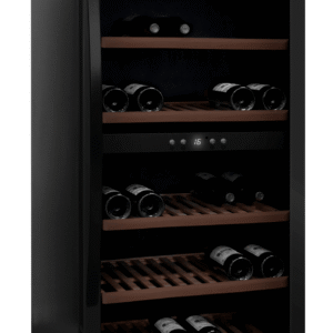 Vinkøleskab fritstående låsbart, mQuvée WineExpert 126 Fullglass Black, sort, 2 temperaturzoner, kompressorkøling