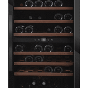 Vinkøleskab fritstående låsbart, mQuvée WineExpert 66 Fullglass Black, sort, 2 temperaturzoner, 66 flasker