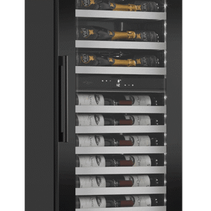 Vinkøleskab til indbygning 60 cm højskab - mQuvée WineCave Slim 182D Fullglass Black, sort, Støjsvag, 2 temperaturzoner