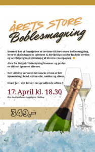 Årets store boblesmagning 17.April 2026 kl.18.30