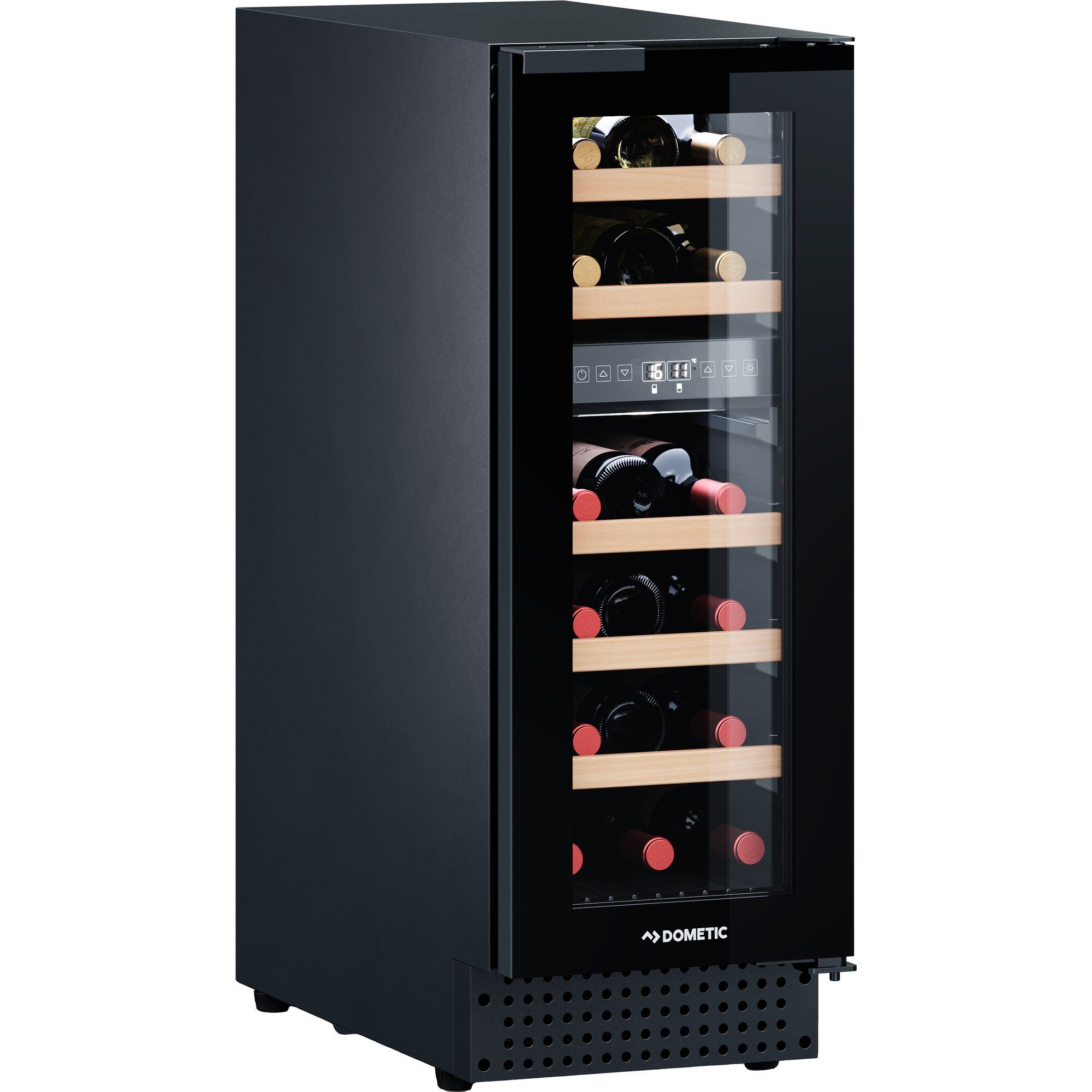 D18B vinkøleskab, 2 temperaturzoner, 18 flasker, sort